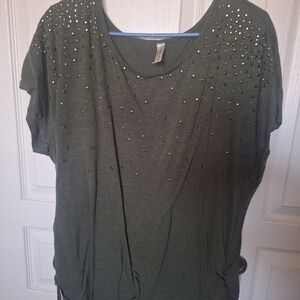 PerSeption Concept Olive Embellished Tee